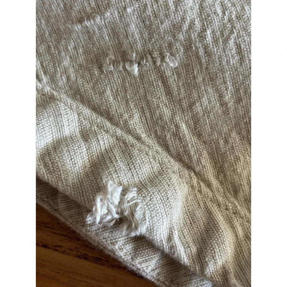 Crate & Barrel Linden Round Tablecloth 90 Inch Ecru Cotton Blend